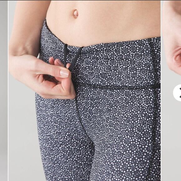 Lululemon Pace Rival Crop Legging in Freckle Flower Black White - Picture 9 of 10